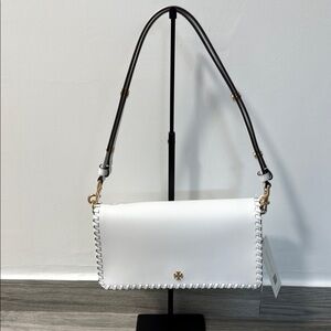 Tory Burch White Shoulder Bag with Metal Hardware